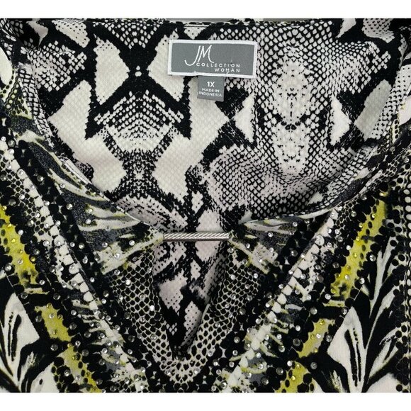 JM Collection Womens Plus Sz 1X Slinky Keyhole Blouse Tunic Swing Top Reptile - Picture 6 of 7